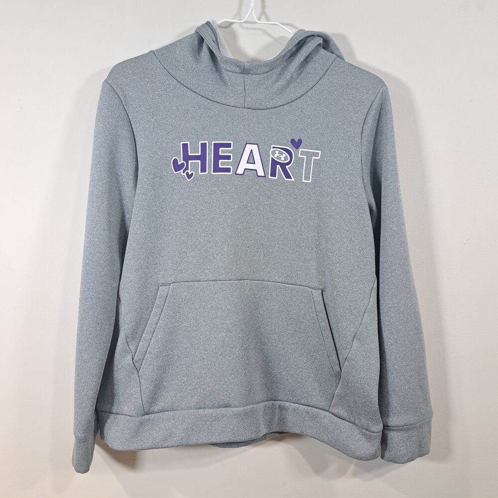Under Armour Girl's Gray Purple Heart Hoodie YXL